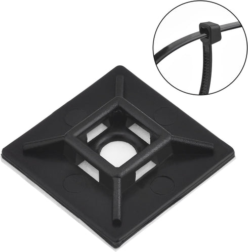 100 Pack Black Zip Tie Adhesive Mounts, Self Adhesive Cable Base Holders with Multi-Purpose Cable Tie