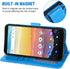 Asuwish Lace Wallet Phone Case for Cricket Vision 3/Debut/AT&T Calypso 1 2 with Tempered Glass & Card Holder - Blue