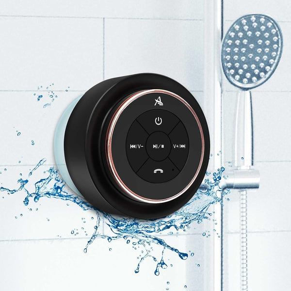 XLEADER Rose Gold Bluetooth Shower Speaker, IPX7 Waterproof Bathroom Speaker with Suction Cup, 15H Playtime, for Girls