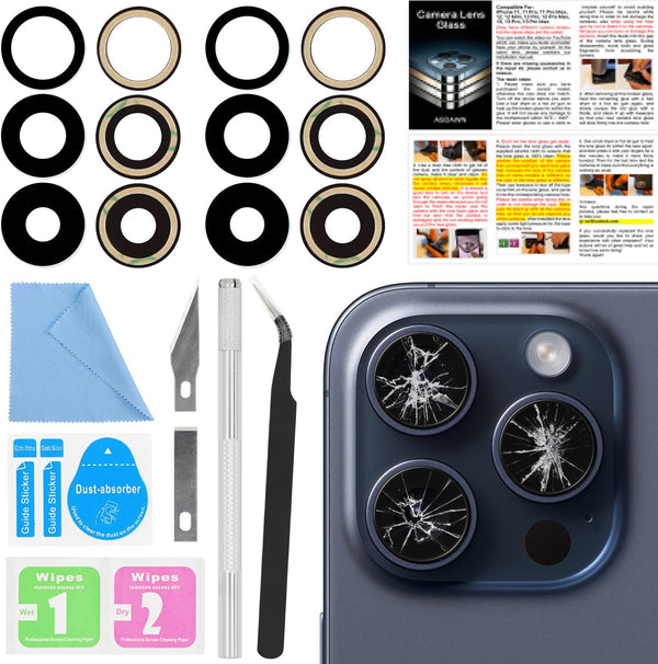 2 PCS ASDAWN Back Rear Camera Lens Glass Replacement for iPhone 15 Pro 6.1 Inches with Installation Manual