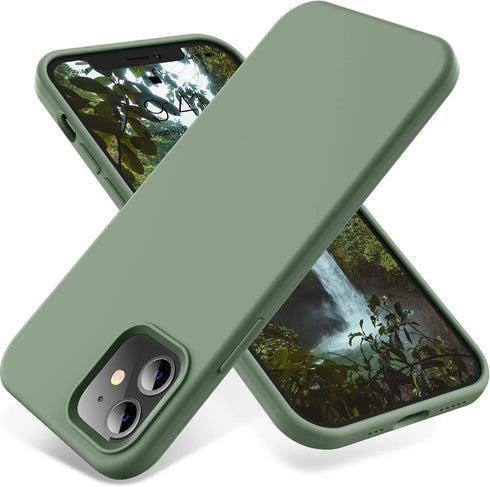 OTOFLY iPhone 12 & 12 Pro Case, Calke Green, Silky Soft Touch Premium Liquid Silicone Full-Body Protective Bumper