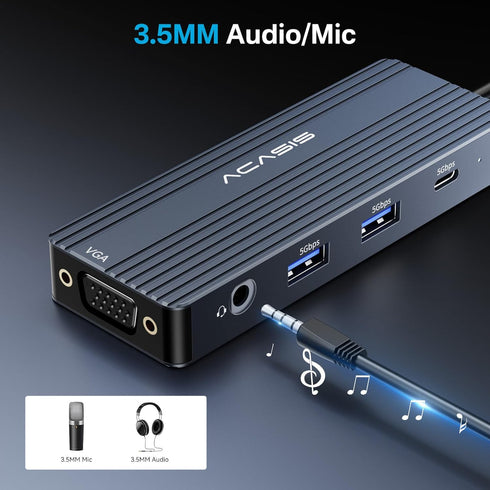 ACASIS Monitors,8-in-1 +2 5G USB-A/C+3.5MM Audio+PD100W, USB C Docking Station Dual Laptop Docking Station with Dual