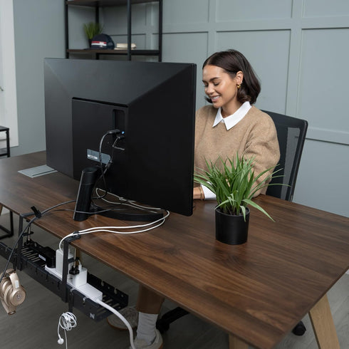 No Drill Under Desk Cable Management Tray, Extendable Steel Desk Cord Hider, Under Desk Cable Tray Holder, 2 Pack