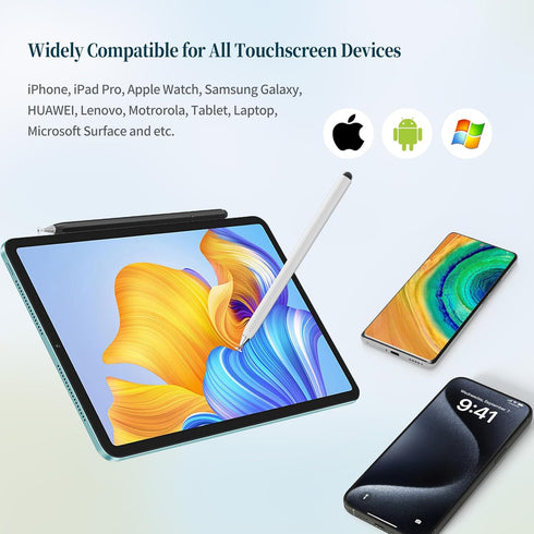 2 in 1 Stylus Pen for Touchscreen, High Sensitivity Rotatable Disc Stylus for iPhone, iPad Pro, Samsung Tablets (2-Pack)