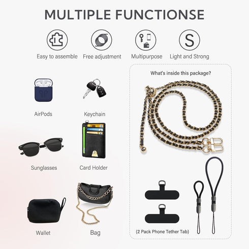 BFSD·DM Phone Crossbody Strap, 2× Pads, 1× Leather Phone Strap, 1× Phone Wrist Strap, 1× Adjustable Finger Strap,