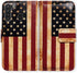 Case for Galaxy A21, Retro American Flag Leather Flip Wallet Cover with Card Slot Holder for Samsung Galaxy A21