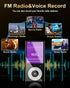 CCHKFEI 64GB MP3 2.4" MP3 MP3 128GB Player with Bluetooth Screen Hi-Fi Lossless Sound Bluetooth Player Built-in Speaker
