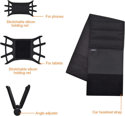 TFY Car Headrest Mount for 7-10 inch Fire, Fire HD, Kindle Tablets, Angle Adjustable Holder