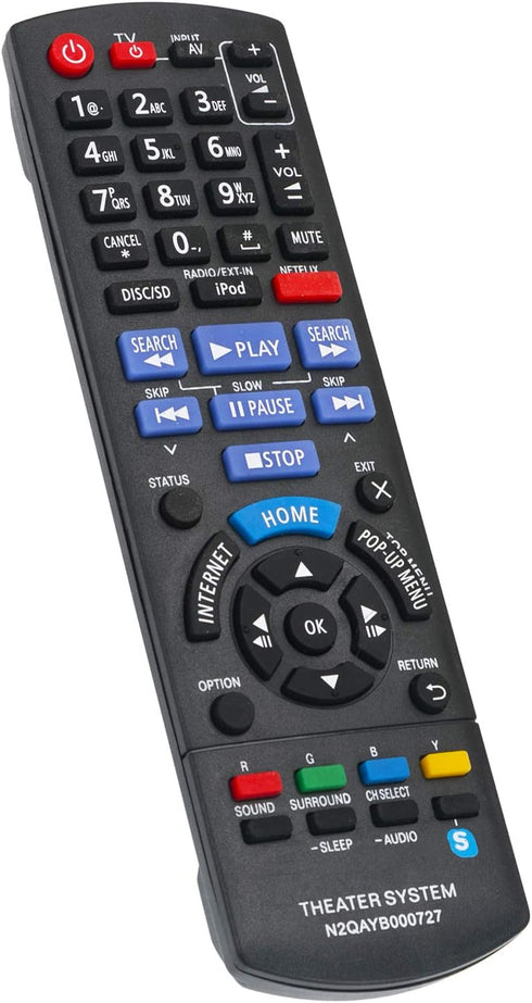 Replacement Remote Control N2QAYB000727 for Panasonic Blu-ray Home Theater Sound System SC-BTT196 & More