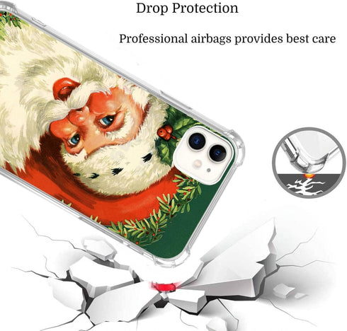 Christmas Vintage Retro iPhone Case for iPhone 11, Cute Kawaii Case Winter Holiday Xmas Santa Claus Cover for Girls Boys Women Men, Unique Trendy TPU Bumper Cover Case for iPhone 11