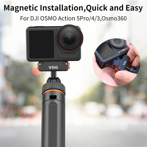 VRIG 40cm/15.7" 5 4/ 360, AC-79 Telescopic Selfie Stick Tripod for DJI Osmo Action Pro/ Osmo Action Camera Vlog Handle