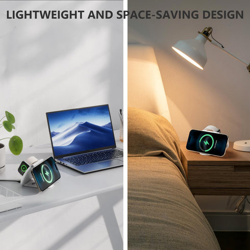 2024 Version 3 in 1 Wireless Charger Super Fast Charging Station for iPhone, Apple Watch, AirPods, White, Travel Dock