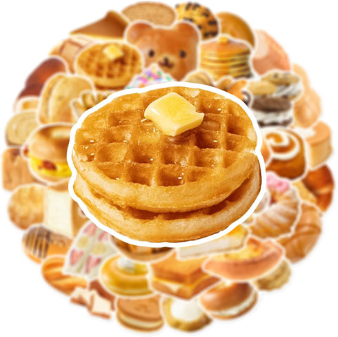 Hozeuiy 50pcs Album Cute Bread Stickers, Delious Food Decals Waterproof Decorative Decals for Scrapbook DIY Crafts