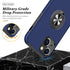 PELEPUES Shockproof Case for iPhone 13, Military Grade Cover with Embedded Finger Ring and Reinforced Metal Stand (Blue)