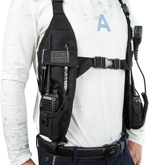 Radio Shoulder Harness Holster Chest Holder for Police Firefighter Two Way Radio