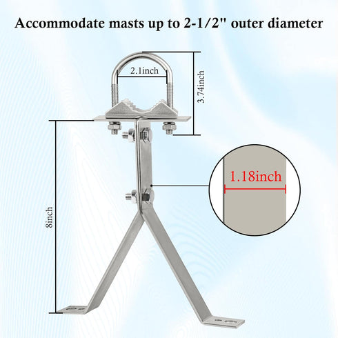 XRDS-RF Antenna Wall Mount, 8 Inch Heavy-Duty Stand Off Bracket for TV Antenna Mast (2-Leg + 2-Leg)