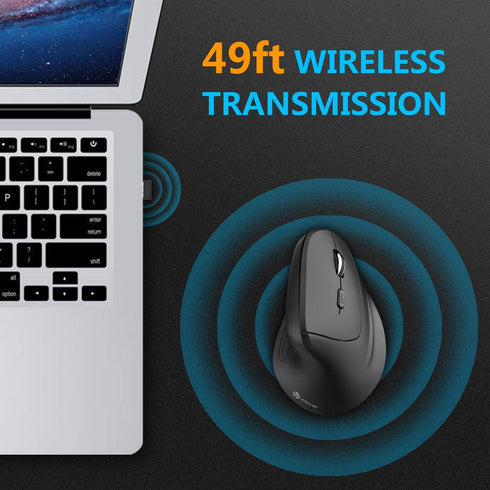 iClever Ergonomic Mouse - WM101 Wireless Vertical Mouse with 6 Buttons and Adjustable DPI for Laptop, Computer, Gray