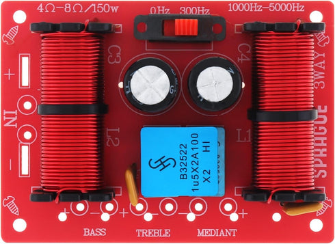 3 Way Speaker Crossover, 150W 3 Way Unit HiFi Home Speakers Audio Frequency Divider Filters