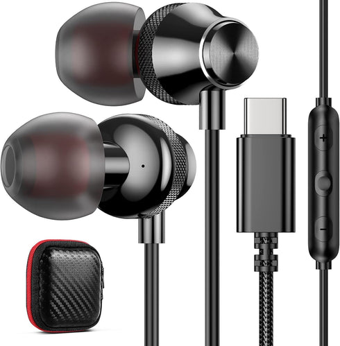 USB C Earbuds for Google Pixel 8 8A 7 Pro 7A 6A 6, Wired Type C Earphones with Microphone for Samsung S22 Ultra