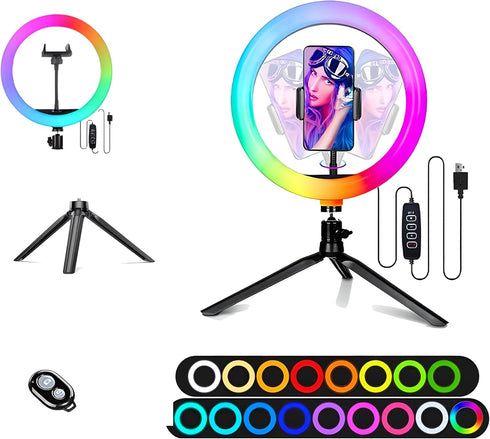 TripodTree 10" Selfie Ring Light with 4" Desktop Tripod Stand & 1 Phone