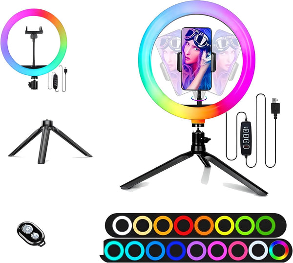TripodTree 10" Selfie Ring Light with 4" Desktop Tripod Stand & 1 Phone