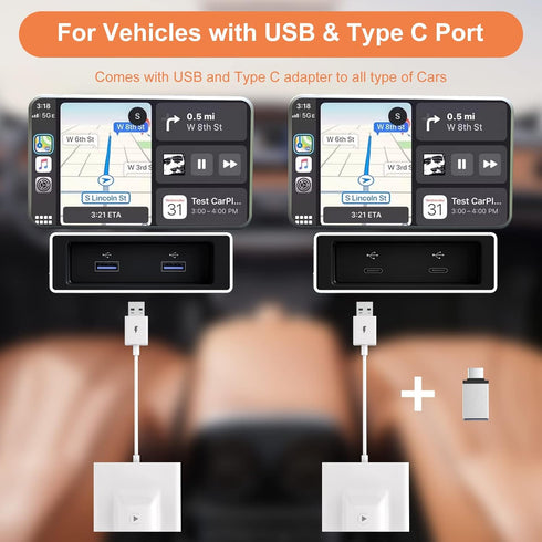 Wireless CarPlay Adapter for Apple iPhone, Convert Wired to Wireless CarPlay Dongle, Plug and Play for Factory CarPlay