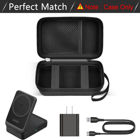 Case for Anker MagGo 3-in-1 Charging Station, MagSafe Wireless Charger Stand, Foldable Magnetic Charging Station Storage Holder Bag for Apple Watch USB-C Charger Cable and Adapter, Black-Box Only