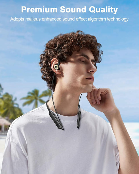 NANAMI Open Ear Headphones, Wireless Bluetooth Earbuds, 15H Playtime, IPX5 Waterproof Sports Neckband with Earhooks