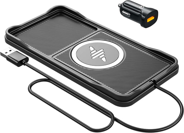 LANSEMKU Wireless Car Charger Pad, Fast Car Wireless Chargers Charging pad Non Slip