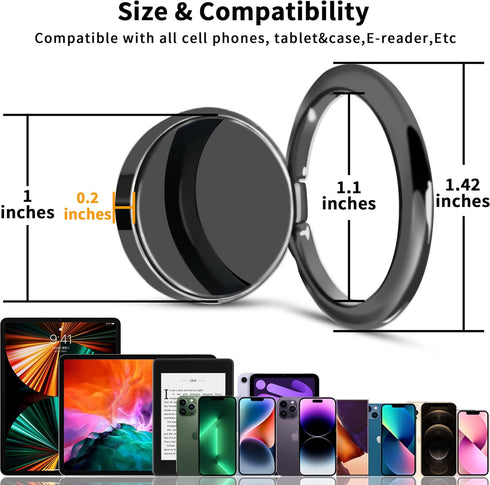 Smooth Alloy Phone Ring Grip Holder, 360 Rotation Finger Ring Kickstand for iPhone, iPad, Samsung, All Smartphones