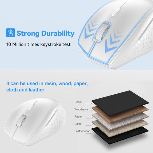 TECKNET Bluetooth Mouse, 4800 DPI Wireless Mouse, 2-Year Battery, 6 Adjustable DPI, Compatible with Laptop/PC