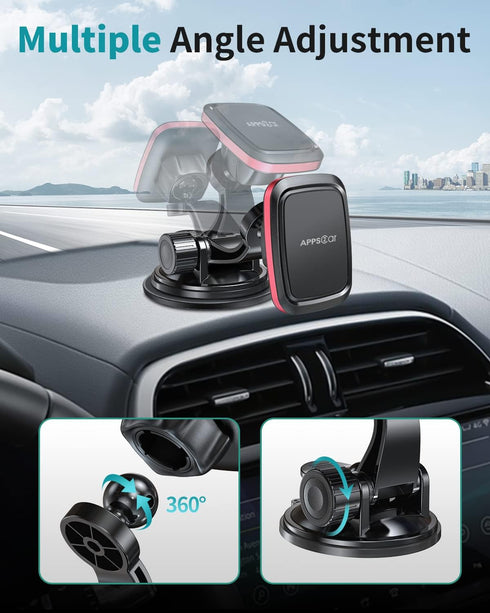 APPS2Car Magnetic Car Phone Mount with Adjustable Arm & 6 Strong Magnets for iPhone 13 Pro 12 Pro Xs XS Max XR, Samsung