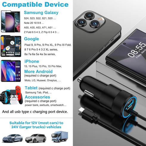 Samsung Galaxy Z Fold Flip 6 5 4 3 USB C Fast Phone Charger, S24 S23 S22 S21 S20+ S10e Ultra FE Plus, Wall Charger with