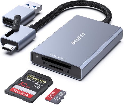 BENFEI SD 4.0 Card Reader, USB-C/USB-A 2-in-1 Memory Card Reader, for SDXC, SDHC,