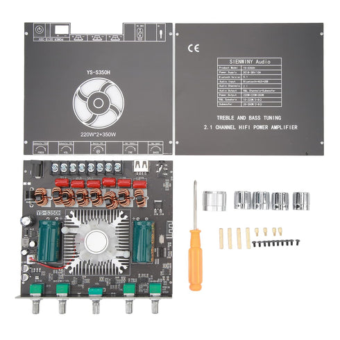 S350H 220Wx2 350W 2.1 Channel Bluetooth Power Amplifier Board, DC 18V-38V with Treble and Bass Control
