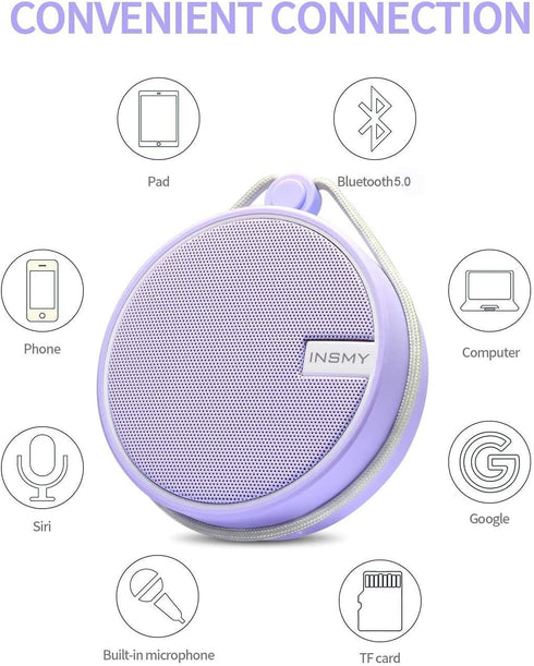 INSMY C12 IPX7 Waterproof Shower Bluetooth Speaker, Portable Small Speaker, Speakers Bluetooth Wireless Loud Clear
