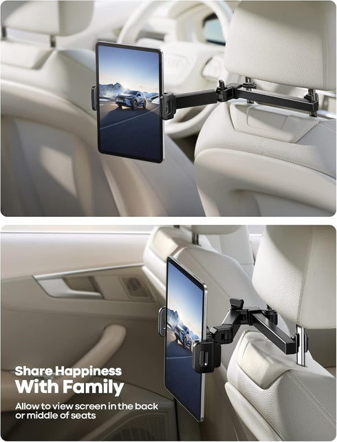 Lamicall Car Headrest Tablet Holder, Adjustable 3 in 1 Extension Arm for 4.7-11" Tablets, Black
