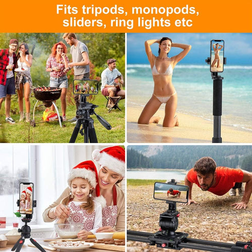 Phone Tripod Mount Adapter, Universal Cell Phone Holder, Fits Any Smartphone, Rotating Vertical and Horizontal