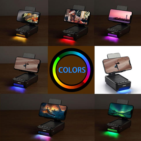 Unique Gifts for Men, Cell Phone Stand with Bluetooth Speaker & LED Color Changing Light, Birthday Gifts for Women Dad