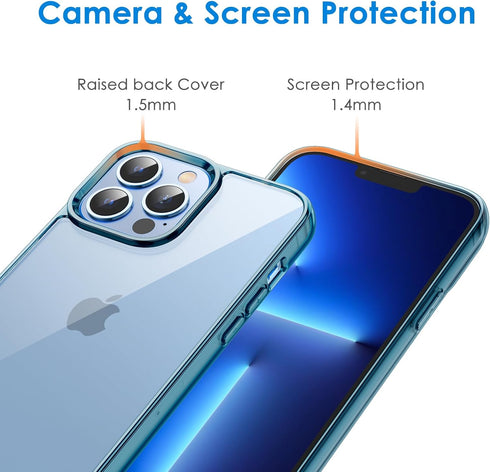JETech iPhone 13 Pro Case 6.1-Inch - Non-Yellowing Shockproof Bumper Cover with Anti-Scratch Clear Back (Navy Blue)