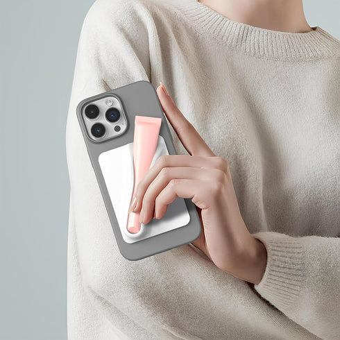 DOB SECHS Silicone Lip Holder for Cell Phone, Stick On Holder for iPhone and Android Phones, Grey