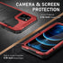 Beasyjoy Waterproof Case for iPhone 12 Pro Max, Metal Heavy Duty Defender with Built-in Screen Protector, 6.7 Inch (Red)