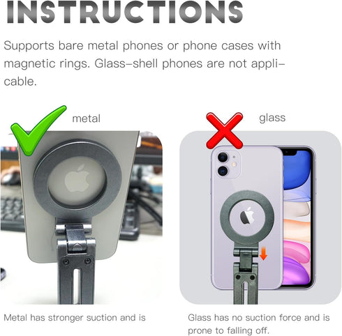 OBHEI 17/16/15/14/13/12 Compatible for Magsafe Phone Holder - Adjustable Foldable Phone Holder with Strong Magnets