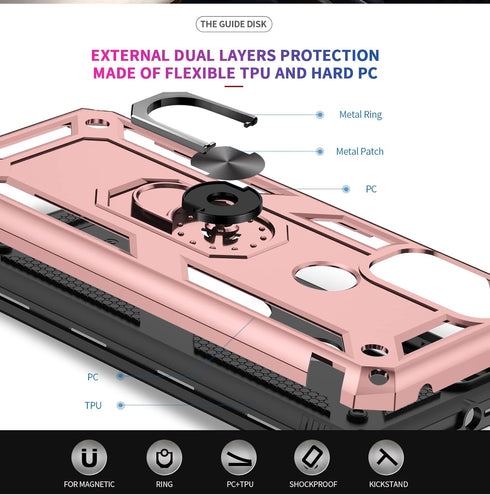 LeYi Phone Case for Motorola Moto G Play 2023, Military-Grade Protective with 2 Pcs Tempered Glass Protector, Rose Gold