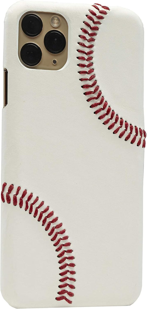 mcmadley Baseball Phone Case for iPhone 15 - Thin Protective Grip, Authentic Leather Cover with Raised Red Hand