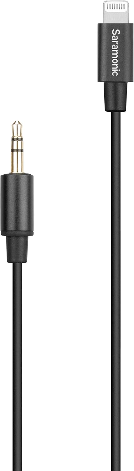Saramonic 3.5mm TRS Male to Apple Lightning Connector Microphone & Audio Adapter Cable 9" (22.86cm) (SR-C2000), black
