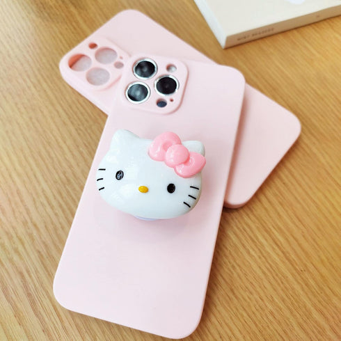 Kawaii Kitty Expanding Phone Grip, Cute Collapsible Mount Holder for Girls Women, Finger Snap Pop Grip Compatible with