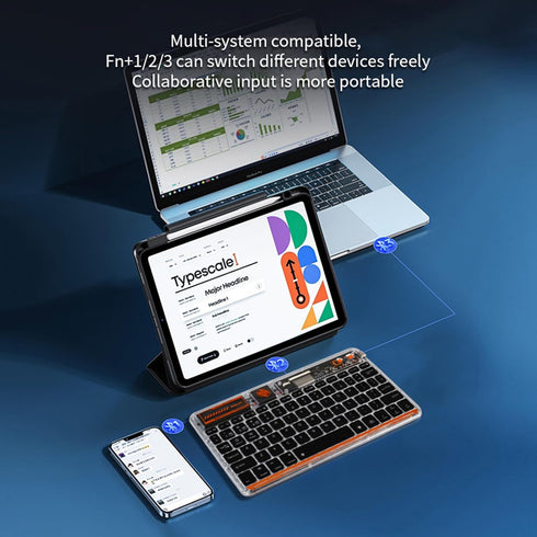 Portable Bluetooth Keyboard, 7-Colors RGB Backlit Mini Keyboard, Rechargeable Ultra-Slim Tablet Keyboard for