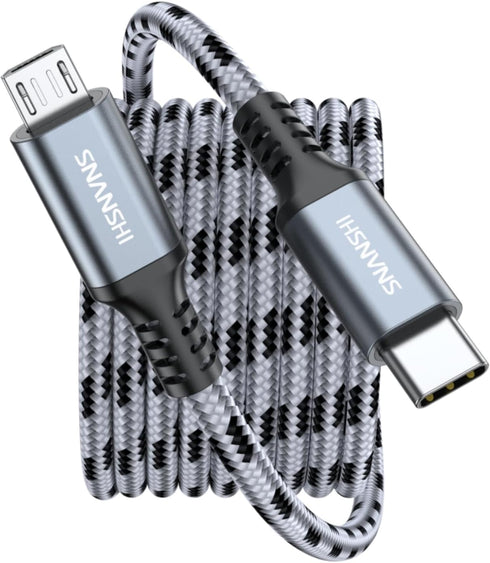 SNANSHI Micro USB to USB C Cable 4FT, Braided Charging Cable for Headphone, Phone, Controller