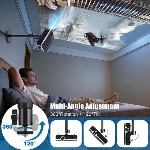 JUBOR 10.8" 15" 1/4" 360 120 Projector Ceiling Mount, - Extendable Length Ceiling Projector Stand with Screw